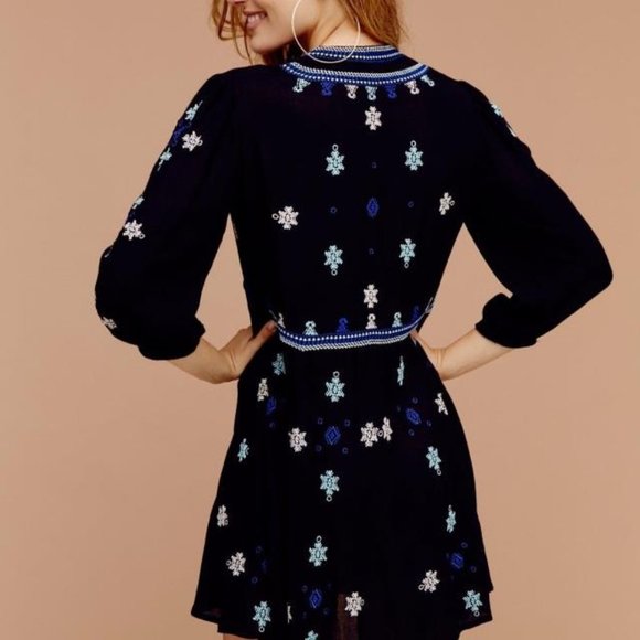Free People Stargazer Embroidered Mini Dress Size Medium - Picture 4 of 6